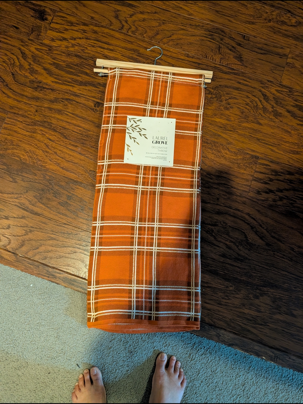 Laurel Grove Orange Plaid Decorative Throw